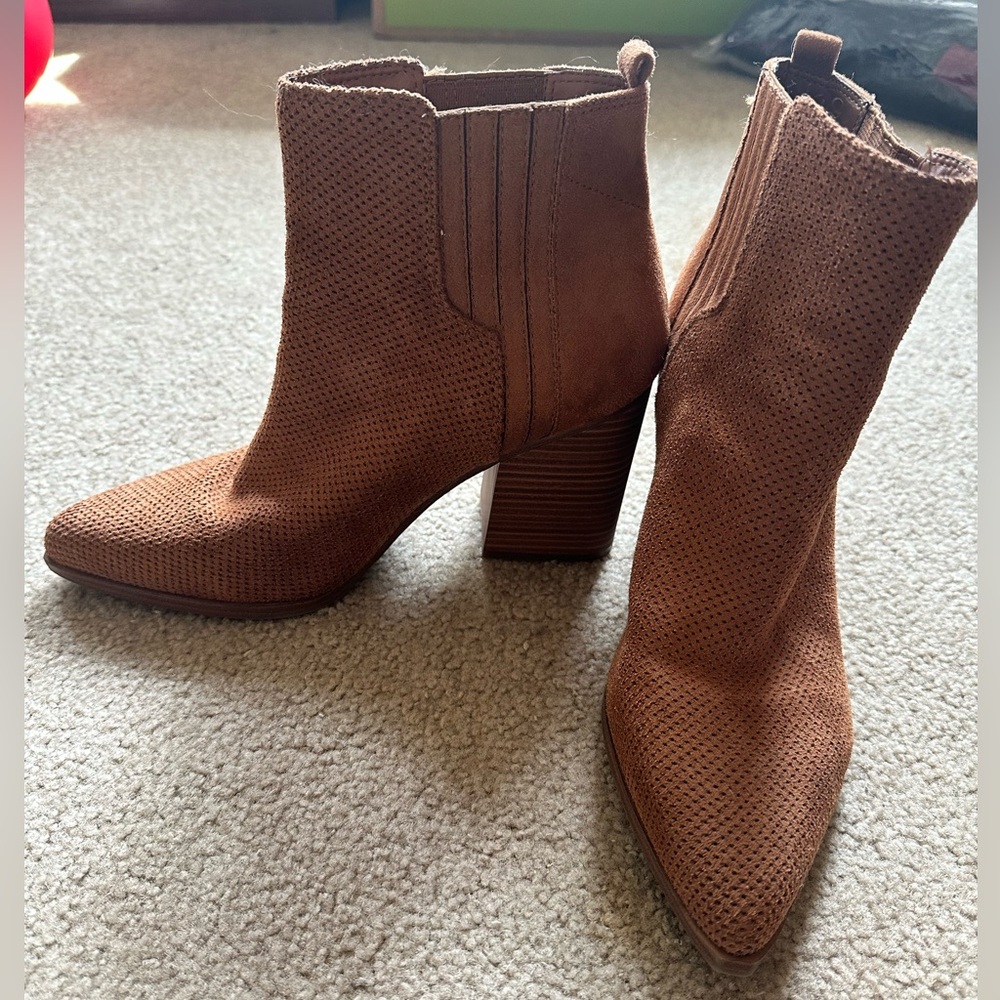 Indigo Rd Brown Ankle Boots Block Heel Pointed Toe